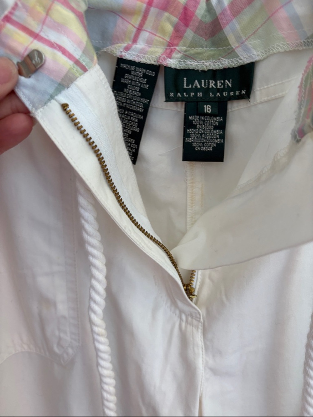 Lauren by Ralph Lauren White Drawstring Cargo Capris NWT size 16 rope- look belt - Picture 3 of 6
